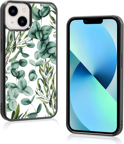 Summer Eucalyptus Case for iPhone 13/14 Case 6.1 Inch, Silicone Ultra Shockproof Funny Protection Cute Plant Phone Case for Girls Women Baby Cover...