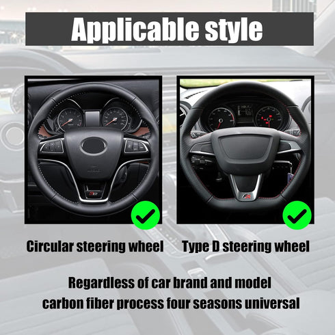 2Pcs Car Carbon Fiber Anti-Skid Steering Wheel Cover, Segmented Steering Wheel Protector, Universal Safe and Non Slip Car Accessory, Car Wheel Cov...