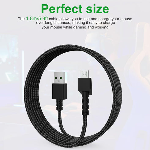 Mouse Micro USB Cable Compatible with Razer Viper Ultimate, Naga Pro 20000 DPI, DeathAdder V2 Pro, Basilisk Ultimate Mouse, 5.9ft...