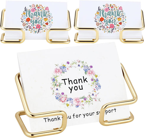 3Pcs Business Card Holder Desk Small Gold Business Card Display Stand for Women Metal Name Credit Card Holder Cute Office Accessories Modern Busin...