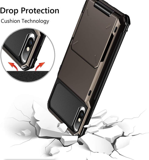 Vofolen Case for iPhone Xs Case iPhone X Wallet ID Slot Credit Card Holder Scratch Resistant Dual Layer Protective Bumper Rugged TPU Rubber Armor ...