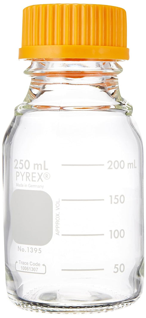 PYREX 250mL Round Media Storage Bottles, with GL45 Screw Cap, Ea...