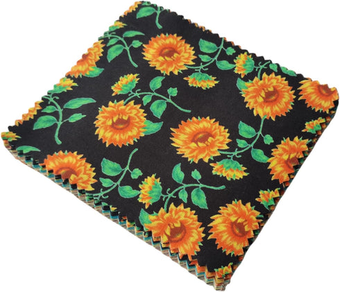iNee Charm Packs for Quilting 5 inch, Precut Cotton Quilting Fabric Bundle, 48-5" Charm Squares, Sunflower...