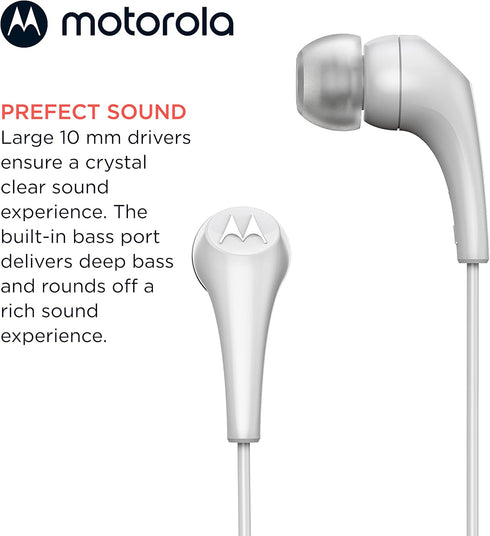Motorola Wired Earbuds with Microphone - Earbuds 2-S Corded in-Ear Headphones, Control Button for Calls/Music, Comfortable Lightweight Silicone Ea...