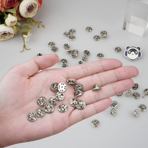 50 Pairs Metal Pin and Pin Backings, 8mm Length 4mm Width Blank Pins for DIY Enamel Pins Jewelry Gift Craft Making...