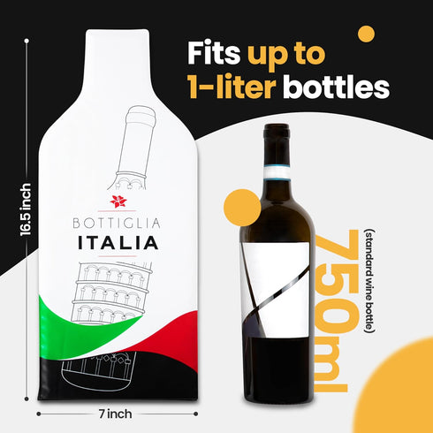 Bottle Italy | Triple-Layer Reusable Wine Travel Protector Sleeves for Glass Bottles | Impact & Leak Resistant | Bag Luggage | Airplane Cruise Car...