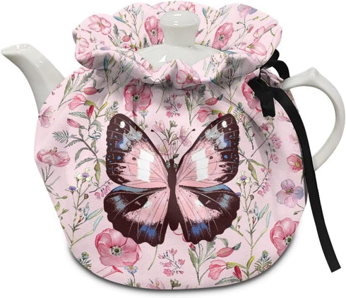 Gradient Butterfly Breakfast Kettle Cover Pink Fashionable Insulated Bag Easy to Clean Recyclable Teapot Insulated Cover Suitable for Afternoon Te...