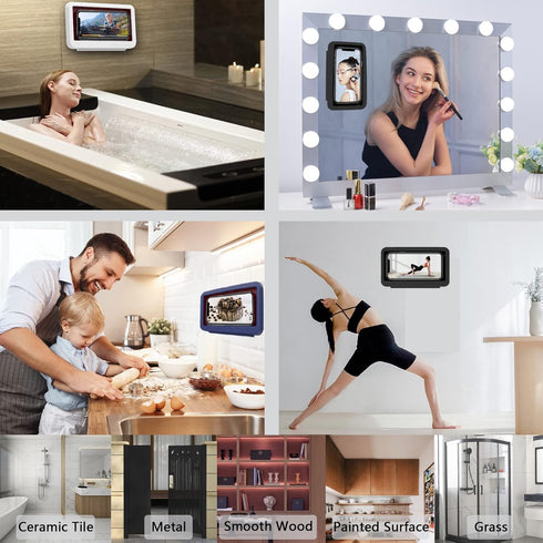Shower Phone Holder Waterproof - Anti Fog High Sensitivity Touch Screen, 360°Rotation Wall Mount Shower Case for Phone for Bathroom Wall Mirror Ba...