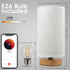 Small Bedside Night Table Lamp for Bedroom, Minimalist Nightstand Lamp with Round Fabric Linen Shade, Study Reading Desk Lamp for Kids Room, Livin...