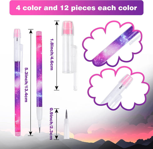 Kolewo4ever Galaxy Stackable Pencil Outer Space Multi Point Pencils Non Sharpening Pop up Pencil with Matching Eraser Teacher Supplies for Classro...