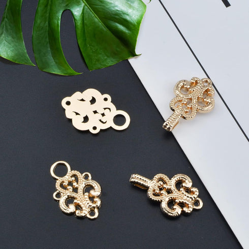 WANDIC Cardigan Clips, 5 Pairs Vintage Hollow Flower Cape Fasteners Sew On Hooks And Eyes Cardigan Clip Cloak Clasp Fasteners For Sweater Shawl...