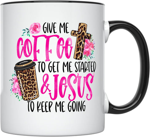 YouNique Designs Coffee & Jesus, Christian Mug, 11 Ounces, Scripture Coffee Mug for Women, Christian Cups, Christian Coffee Mugs for Women, Bible ...