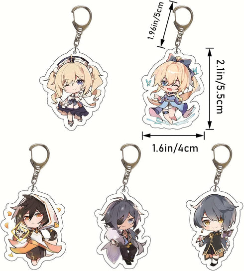 SUREHOME Genshin Impact Keychain set,29 Pack Acrylic Genshin Impact Figure Keychain Cute Feature Design Keyring Exquisite Anime Keychains Genshin ...
