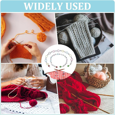 NBEADS 2 Pcs Glass Number Beads Knitting Row Counter Chains, Link Beads Stitch Marker Row Counter Chains with Aluminum Linking Ring for Sewing Kni...