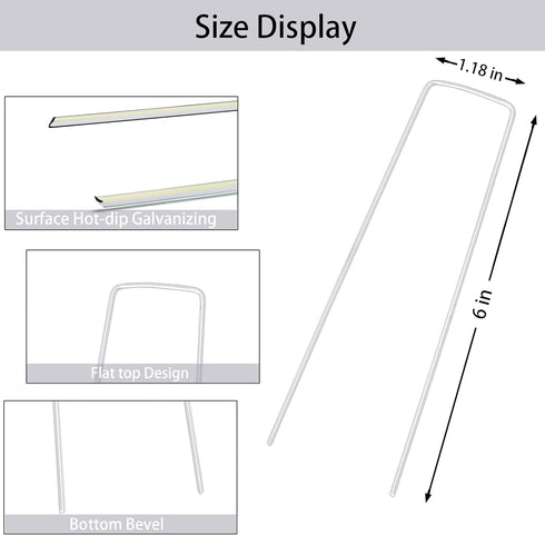 20 pcs 6 inch U-Shaped Landscape Staples, Garden Landscape Staples are Suitable for Outdoor Irrigation Hoses, Artificial Turf Nails, Fixed Fences ...