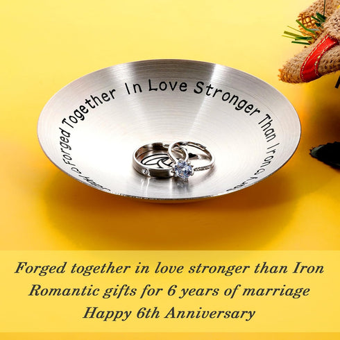 6th Anniversary Iron Gifts for Her Him Anniversary Wedding Gifts for Women Men 6 Year Wedding Anniversary Decoration for Wife Husband 4" Ring Hold...