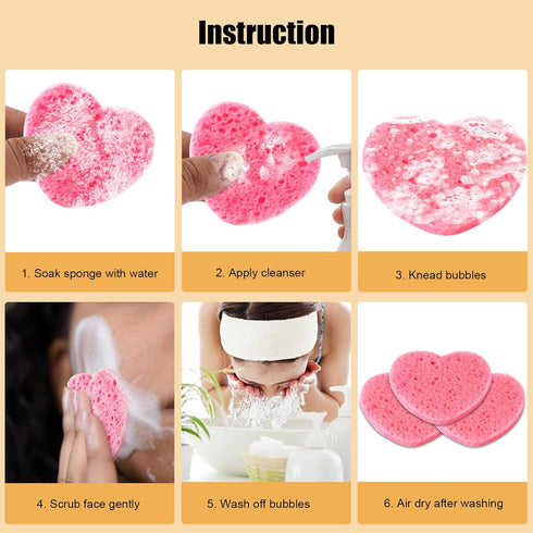 50-Count Compressed Natural Facial Sponges for Face Cleansing, Reusable Cosmetic Sponge, Used for Exfoliating and Makeup Removal With Clear Plasti...