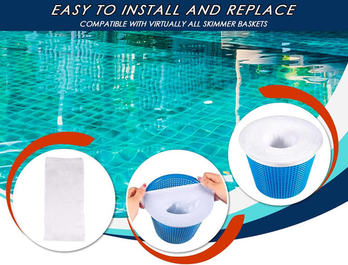 40-Pack of Pool Skimmer Socks, Pool Filter Socks for Filters, Baskets, and Skimmers - The Ideal Sock/Net/Saver to Protect Your Inground or Above G...