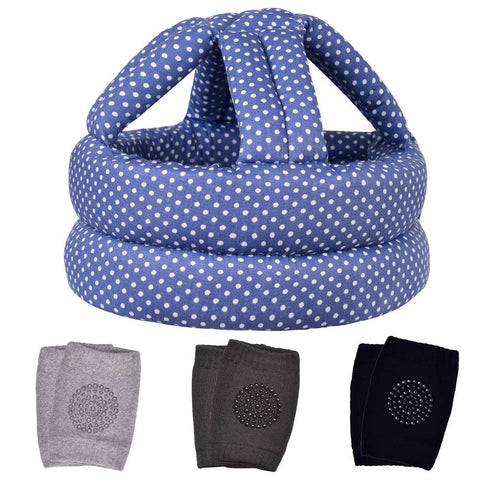 Baby Helmet & Baby Knee Pads for Crawling,Infant Helmet & Walking Baby Helmet?for Age 6-36 Months,Blue Dots(A(A)...