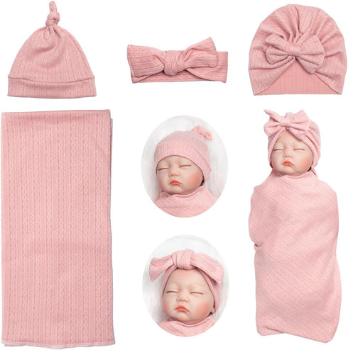 Reborn Baby Doll Clothes Accessories for 17-22 Inch Baby Boys Girl Dolls Soft Gentle Blanket 4 Pcs Newborn Infants Printed Pink 30*30 Inch…...