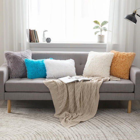 MIULEE Pack of 2 Decoration Luxury Faux Fur Throw Pillow Covers Winter Cute Deluxe Decorative Plush Pillow Case Cushion Cover Shell for Sofa Bedro...