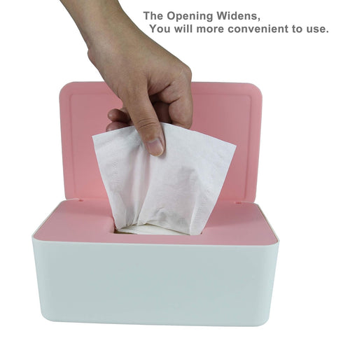 Diaper Wipes Dispenser, Tissue Storage Box Case, Wet Wipe Dispenser Holder with Lid for Home, Office, Cars (Pink)...
