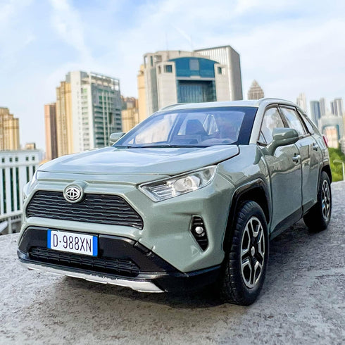 Model Car 1/32 RAV4 Alloy Diecast Collectible Toy Car with Light and Sound Toy Vehicle Door Can Be Opened for Boys Kids Toddler Gift (Gray)...