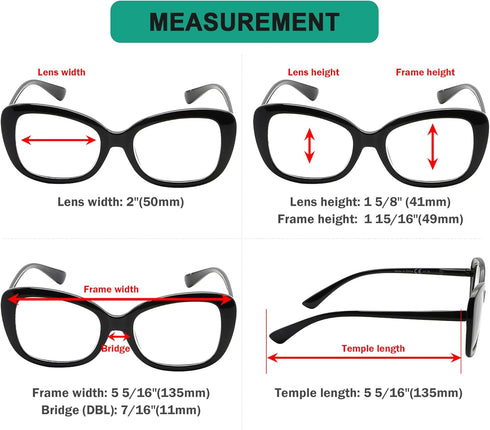 Eyekepper 4-Pack Chic Reading Glasses for Women Oversized Readers +2.50...