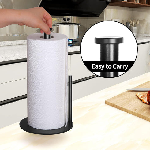 Paper Towel Holder Countertop, OBODING, Black Kitchen Paper Towel Holder Stand for Kitchen and Bathroom Organization, Stainless Steel Paper Towel ...