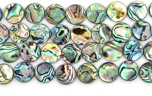 16mm Natural Abalone Shell Flat Coin Beads Strand 16 Inch Jewelry Making Beads...