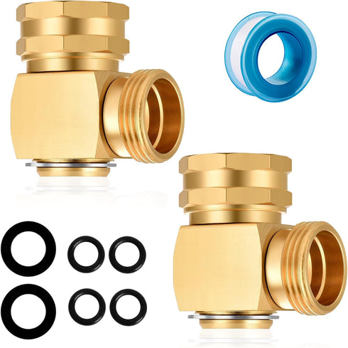 Garden Hose Swivel elbow Connector 90 Degree Solid Brass Adjustable 180° Swivel .(2 PCS)...
