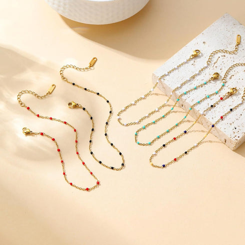 18K Gold Plated Boho Beaded Anklets for Women Dainty Gold Layered Round Ball Ankle Bracelet Pearl Cross Anklet Bracelet Waterproof Gold Jewelry Gi...