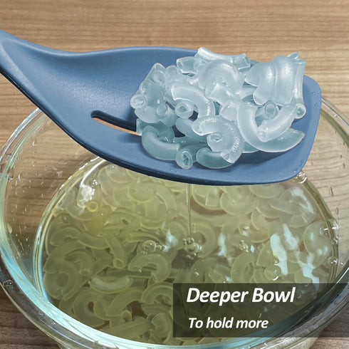 2 Pack Large Silicone Cooking Spoon, Non-Stick Slotted and Solid Spoon set with Deep Bolw- Measurement Mark for Mixing, Serving, Scooping, Scrapin...