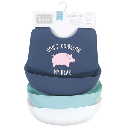 Hudson Baby Unisex Baby Silicone Bibs, Bacon My Heart, One Size...