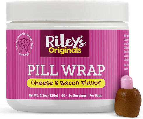 Riley's Pill Wrap for Dogs - Delicious Cheese & Bacon Flavored Pill Paste /Wrap Pills, Capsules, Tablets in a Pocket or Pouch to Mask The Taste & ...