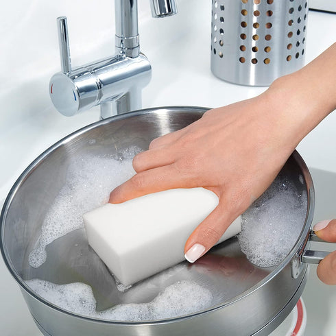 100 Pack White Melamine Foam Sponge Cleaning Pads, Lightweight Non-Scratch Scrub Sponge Scrubber Foam Dish Sponges Eraser for Wall, Furniture, Kit...