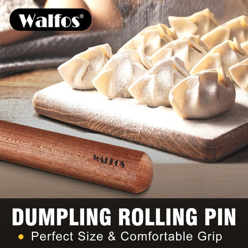 Walfos French Rolling Pin Set - Natural Wooden Rolling Pins (8inch, 15.7inch), Baking Dough Roller for Pizza, Pie, Pasta, Bread, Pastry, No Coatin...