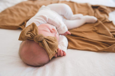 Copper Pearl Baby Bows: Stylish Headbands for Baby Girls, Premium Soft and Stretchy Baby Headbands, Perfect for Newborns, Trendy Designs - Camel...