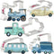 LILIAO Transportation Cookie Cutter Set - 5 Piece - Train, Truck, Pick-up Truck, Beat-up Car and Bus Fondant Cutters - Stainless Steel...