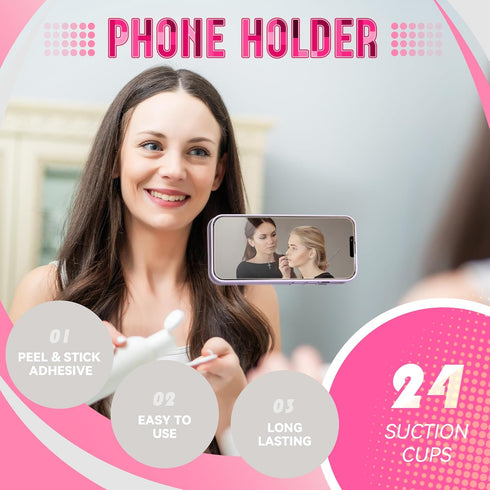 Silicone Suction Phone Case Adhesive Mount- Phone Sticky Grip for iPhone and Android, Hands-Free Sticky Cell Phone Grip, Mobile Fidget Mirror Hold...