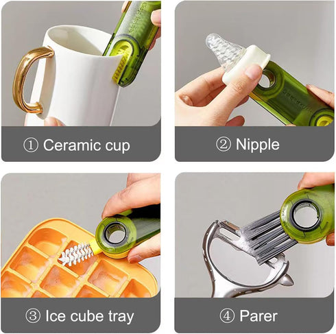 Bottle Brush 3 in 1 Multifunctional Crevice Cleaning Brush for Bottle Gap Tight Spaces Cup Kitchen Brush Small Silicone Bottle Brush Cleaner (3 Pa...