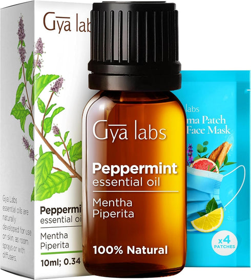 Gya Labs Peppermint Essential Oil for Diffuser & Hair - 0.34 Fl Oz - 100% Pure Natural Peppermint Mint Oil for Skin, Face, Body, Self-Care - Cooli...