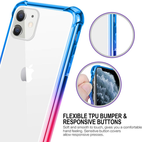 Salawat for iPhone 11 Case, Clear iPhone 11 Case Cute Gradient Anti Scratch Slim Phone Case Cover Reinforced TPU Bumper Shockproof Protective Case...