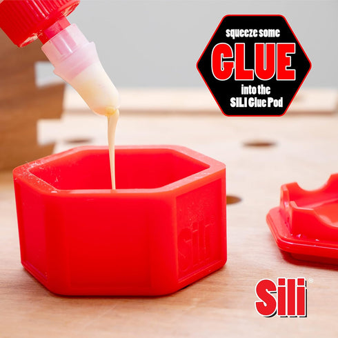 Sili Glue Pod and 3 Sili Micro Glue Brushes with Multi Purpose Sealable Lid/Glue Brush Holder • Fine Tip • Chiseled Tip and Flat Tapered Tip Brush...