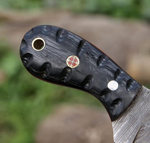 HotSteel Handmade Neck knife-Damascus Steel Full Tang knife 5'' Mini fixed blade knife-Bushcraft knife-Camping knife-Hunting knife with leather sh...