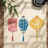 FINGERINSPIRE 3 Shapes Chinese Lantern Stencil 11.7x8.3 inch Oriental Lantern Stencil with Lotus Bamboo Leaves Magnolia Flower Patterns, Flexible ...