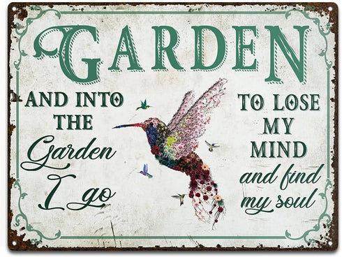 Wander Prints Birthday Gardener Gift for women, men Mom, Dad, Grandma, Grandpa Who Love Garden -Christmas House Warming Gift Hummingbird Metal Sig...