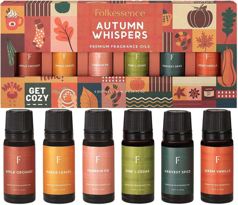 Folkulture Fall Essential Oils for Diffuser Oil, Essential Oils Set of 6 Fragrance Oil, Diffuser Oils Scents for Home, Oil Diffuser Essential Oils...