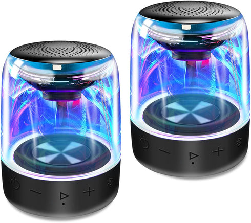MEGATEK Dual Portable Bluetooth Speakers, Wireless Stereo Pairing, Vibrant LED Light Show, Loud Sound and Punchy Bass, IPX5 Waterproof, 12 Hours P...