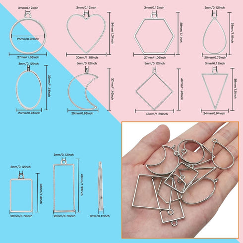 40pcs Open Bezel Pendants for Resin,10 Styles Hollow Frame Pendants Blank Resin Pendants Resin Casting Frame Pendant for Jewelry Making,Resin Cast...